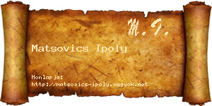 Matsovics Ipoly névjegykártya